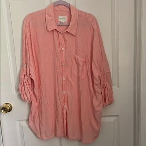 American Eagle Outfitters Pink Striped Button Down Shirt